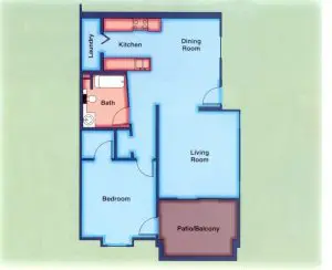 1 Bedroom 1 Bathroom Floor Plan