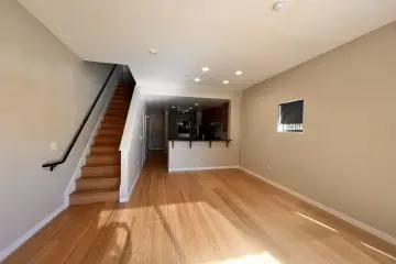 View of New York floorplan living room from window.