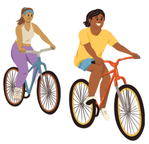 People riding bicycles