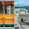 Vintage San Francisco cable car and the Wave Organ, offbeat Bay Area bucket list experiences for locals.