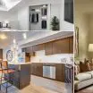 Apartment lighting ideas for renters featuring bedrooms, kitchens, and living rooms with natural light and layered modern lighting.