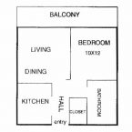 Apartment 1 br 650 sf Floor Plan