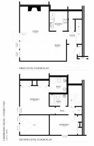 Apartment 2 Bed 2 Bath Two-Story Floor Plan