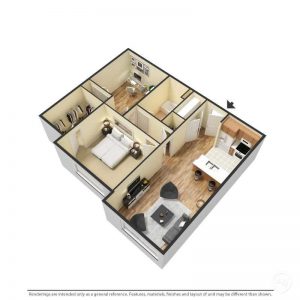 Apartment Panela 1x1 w/den Floor Plan
