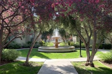 Catalina Luxury Apartments Outdoor Courtyard & Water Fountain