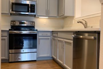 2x2 Kitchen with Gray Cabinets