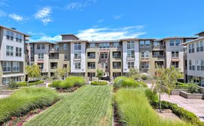 Courtyard at Fruitdale Station Apartments.