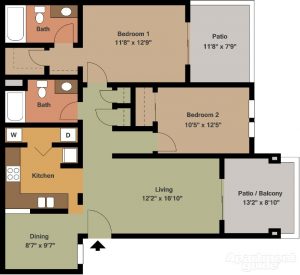 Apartment Gemello Village 2br 2ba Floor Plan