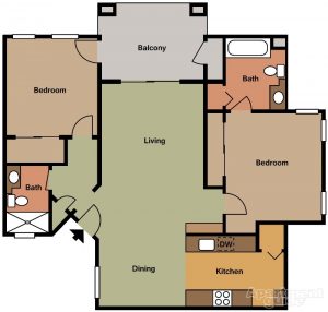 Apartment Gemello Village 2br 2ba Floor Plan