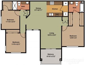 Apartment Gemello Village 3br 2ba Floor Plan
