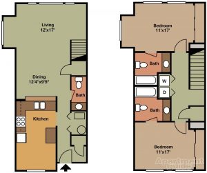 Apartment Gemello Village 2br 2.5ba Floor Plan