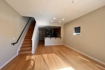 View of New York floorplan living room from window.