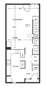 Stevens Creek Villas Townhome Floorplan, Lower Level