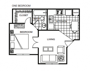 Apartment **1 BEDROOM ** Floor Plan