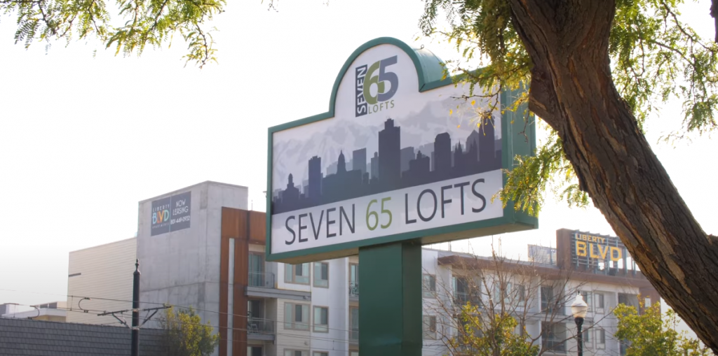 Seven65 Lofts Front Sign