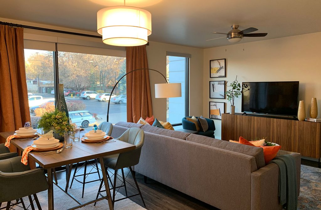 view of living room of nexus on 9th apartment interior