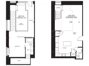 Apartment 101 - 1x1 Floor plan