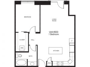 Apartment 203 - 1x1 F Floor plan