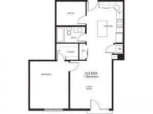 Apartment 204 - 1x1 D Floor plan