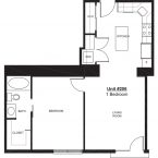 Apartment 206- 1x1 D Floor plan