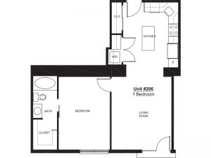Apartment 206- 1x1 D Floor plan