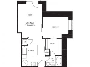 Apartment 207 - 1x1 E Floor plan