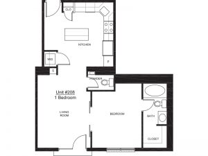 Apartment 208 - 1x1 C Floor plan