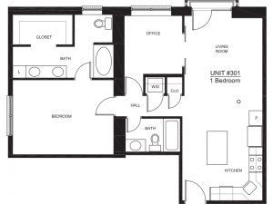 Apartment 301 - 1x2 D2 Floor plan