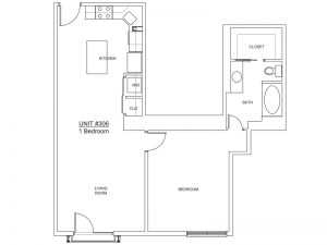 Apartment 306 - 1x1 H Floor plan