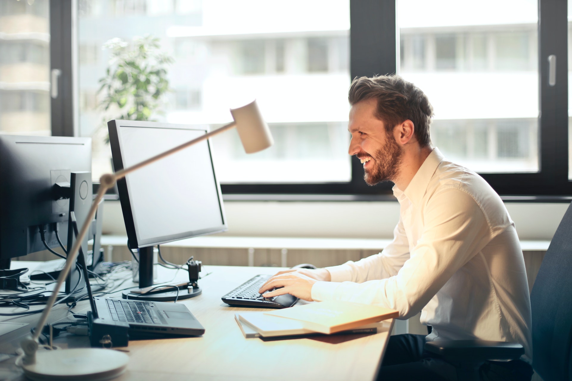 Man happily working for one of the best companies near San Jose