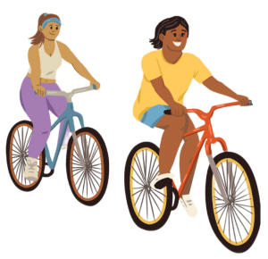 People riding bicycles