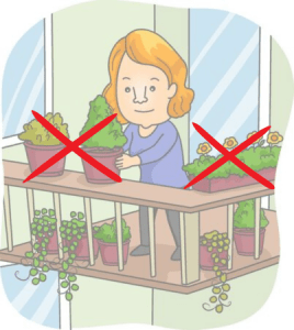 Prohibit placing flowers on balcony railings