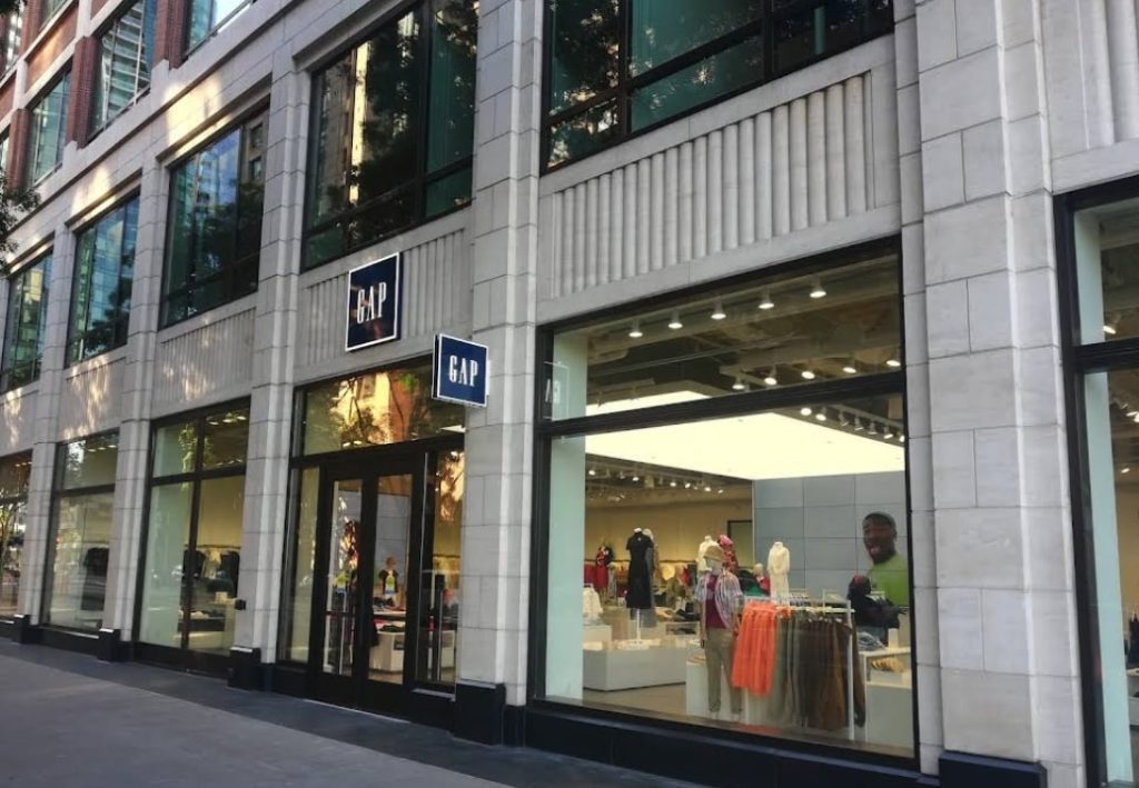 The Gap Inc. store entrance on Folsom Street in San Francisco, CA.