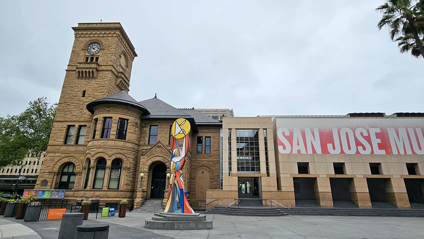 San Jose Museum of Art on an overcast day in downtown San Jose, one of the many indoor attractions featured in this rainy-day activities guide.